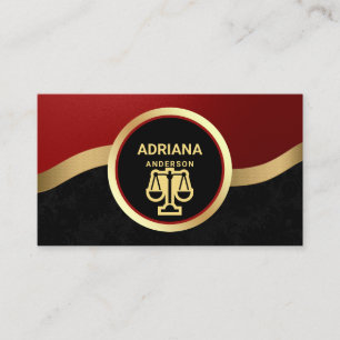 Tarjeta De Visita Rojo Granate Oro Abogado Escala de Justicia Procur