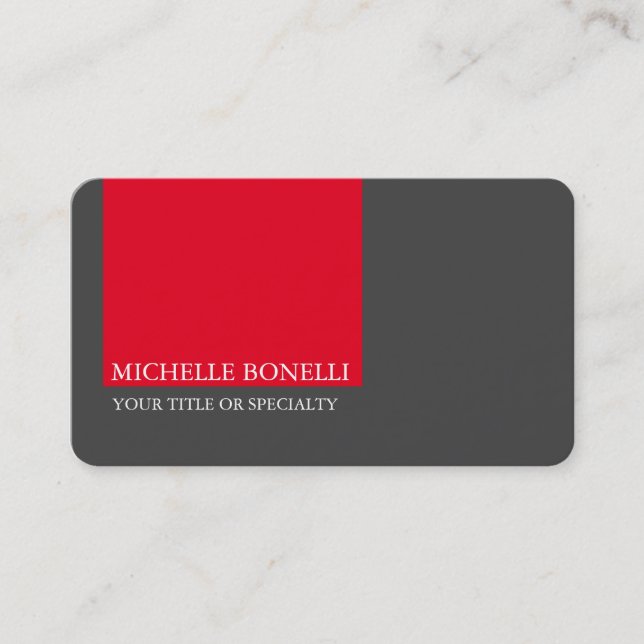 Tarjeta De Visita Rojo gris Minimalista moderno único (Anverso)