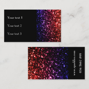 Tarjeta De Visita Rojo morado falso brillante brillo chispas y negro