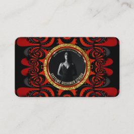Tarjeta De Visita Rojo Negro + Funky Gótico Creativo Dorado