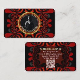 Tarjeta De Visita Rojo Negro + Funky Gótico Creativo Dorado
