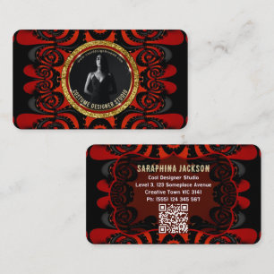 Tarjeta De Visita Rojo Negro + Funky Gótico Creativo Dorado