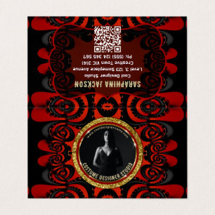 Tarjeta De Visita Rojo Negro + Funky Gótico Creativo Dorado