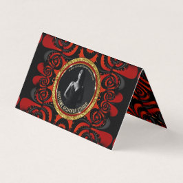 Tarjeta De Visita Rojo Negro + Funky Gótico Creativo Dorado