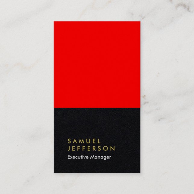 Tarjeta De Visita Rojo negro profesional negro moderno (Anverso)