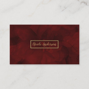 Tarjeta De Visita Rojo Oro Acuarela Floral Glam Elegante Moderno
