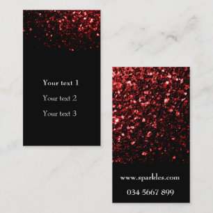 Tarjeta De Visita Rojo oscuro brillo falso glamour negro