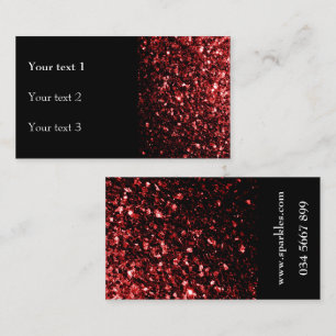 Tarjeta De Visita Rojo oscuro falso brillo destellos y negro