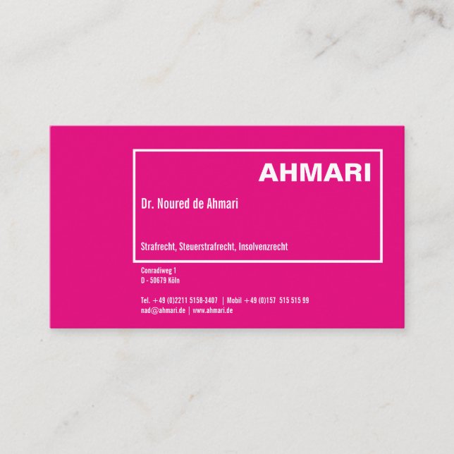 Tarjeta De Visita Rojo pálido moderno (Anverso)