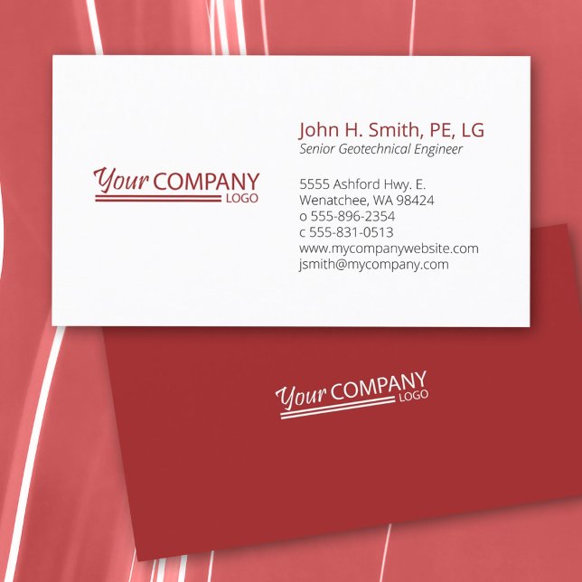 Tarjeta De Visita Rojo profesional básico minimalista, blanco (minimalist, simple red logo professional business card template)