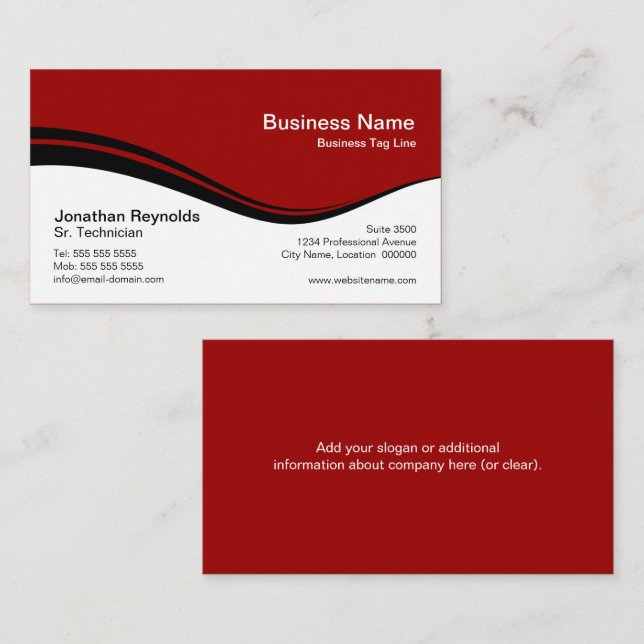 Tarjeta De Visita Rojo Profesional Moderno (Anverso / Reverso)