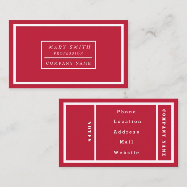 Tarjeta De Visita Rojo real moderno simple (Anverso / Reverso)