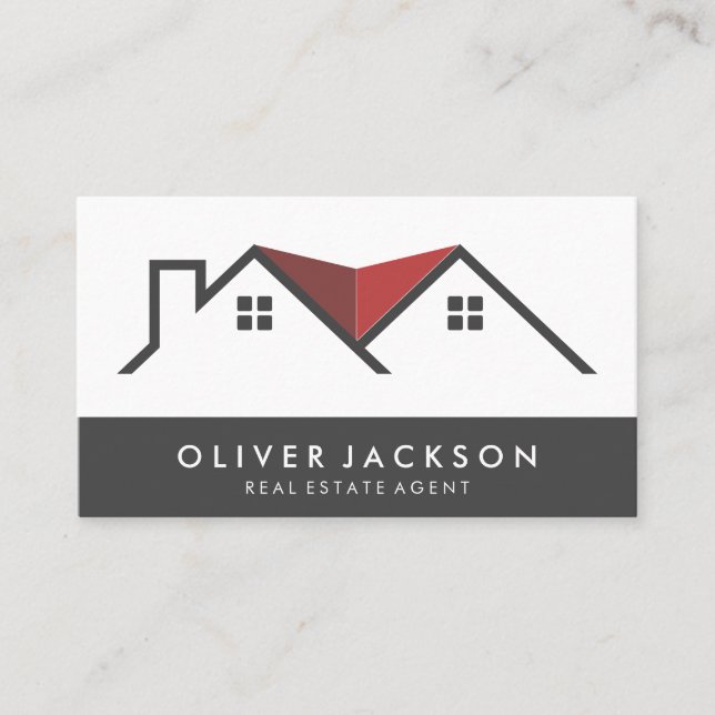 Tarjeta De Visita Rojo | Residencial | Agente inmobiliario (Anverso)
