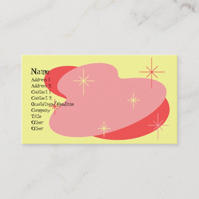 Tarjeta De Visita Rojo retro atómico y amarillo (Anverso)