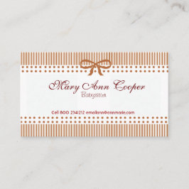 Tarjeta De Visita Rojo retro lindo de la pajarita del modelo rayado