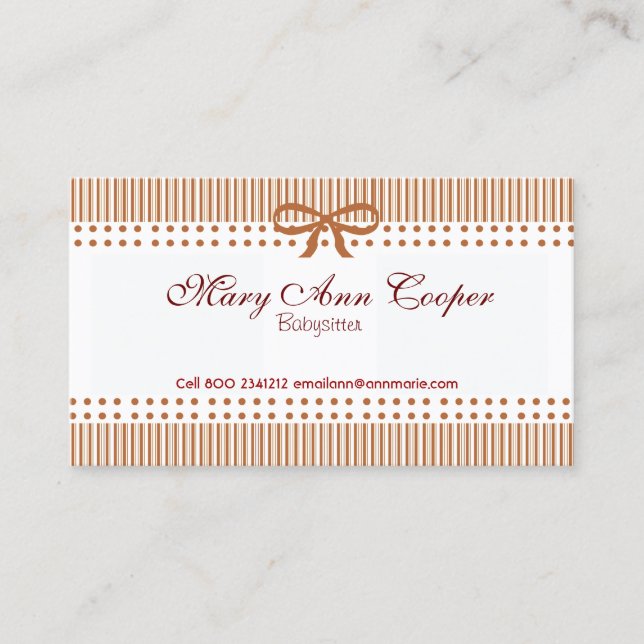 Tarjeta De Visita Rojo retro lindo de la pajarita del modelo rayado (Anverso)