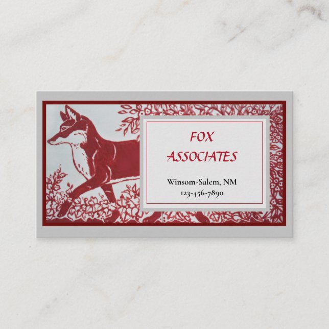 Tarjeta De Visita Rojo Rojo Fox Diseño de Tile Cerámico Animal Elega (Anverso)
