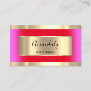Tarjeta De Visita Rojo rosa negro profesional con marco dorado