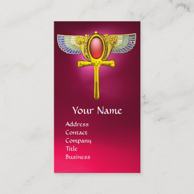Tarjeta De Visita ROJO TALISMAN/EGIPCIO ANKH CORNUCOPIA Pink (Anverso)