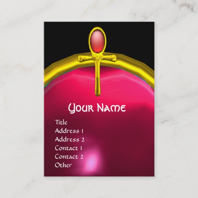 Tarjeta De Visita ROJO TALISMAN RUBY MONOGRAM amarillo rosa brillant (Anverso)