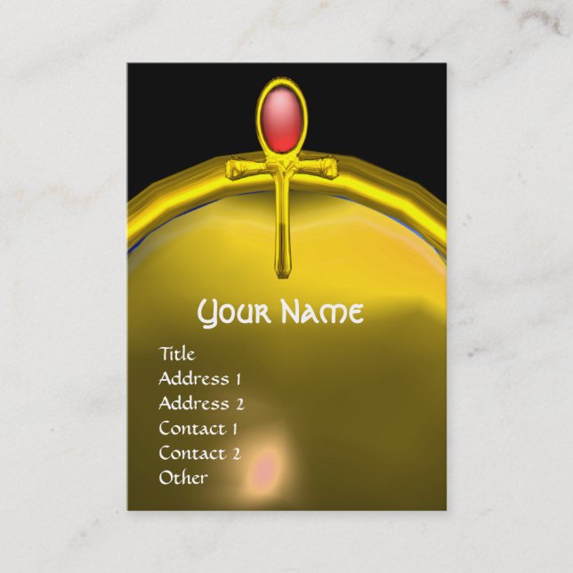 Tarjeta De Visita ROJO TALISMAN TOPAZ MONOGRAM amarillo brillante ne (Anverso)