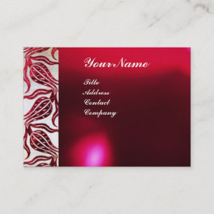 Tarjeta De Visita ROJO VELVET DAMASK TULIP MONOGRAM Borgoña Blanco
