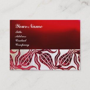 Tarjeta De Visita ROJO VELVET TULIP MONOGRAM Perla Blanca Borgoña
