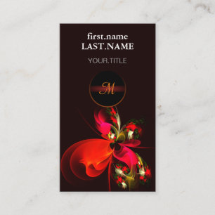 Tarjeta De Visita Rojo Verde Floral Moderno Patrón de Arte Abstracto