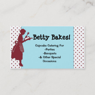 Tarjeta De Visita Rojo y aguamarina del vintage que cocinan la