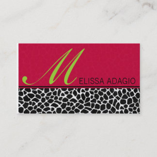 Tarjeta De Visita Rojo y estampado de girafa descarados