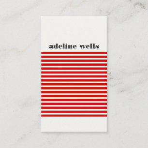 Tarjeta De Visita Rojo y franja blanca retro moderno