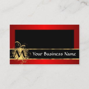 Tarjeta De Visita Rojo y negro con el monograma