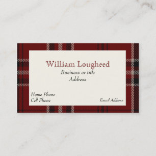 Tarjeta De Visita Rojo y negro Lougheed Escocia Tartán Plaid