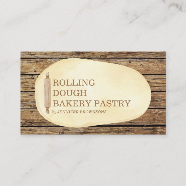 Tarjeta De Visita Rolling Dough Wood Cutting Board Bakery Cake (Anverso)