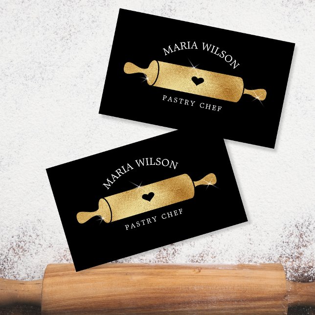 Tarjeta De Visita Rolling Pin, chef de pastelería de iconos de medio (Subido por el creador)