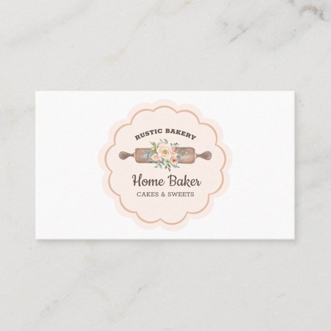 Tarjeta De Visita Rolling Pin Rustic Bakery (Anverso)