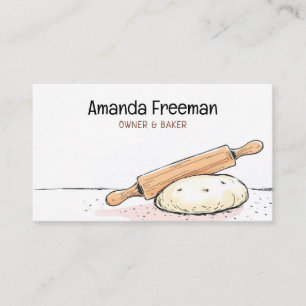 Tarjeta De Visita Rolling Pin y Dough Sketch Baking