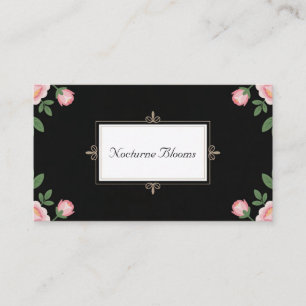 Tarjeta De Visita Rollo Floral Dorado Peonía Pink Negro