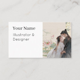 Tarjeta De Visita Romance de Loto: Amor Eterno en Hanfu