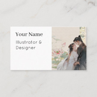 Tarjeta De Visita Romance de Loto: Amor Eterno en Hanfu