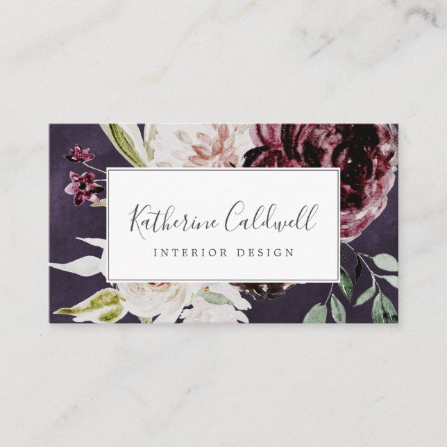 Tarjeta De Visita Romance floral | Plum Business Card (Anverso)