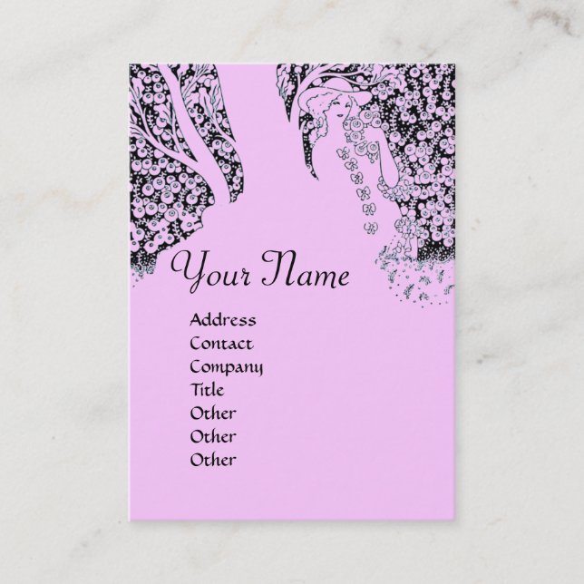 Tarjeta De Visita ROMANCE MONOGRAM , negro y rosa (Anverso)