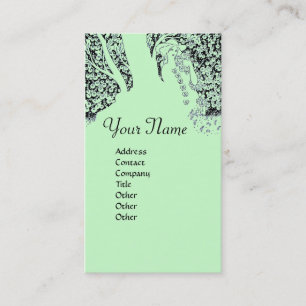 Tarjeta De Visita ROMANCE MONOGRAM , negro y verde