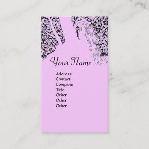 Tarjeta De Visita ROMANCE  MONOGRAMA , negro y rosa