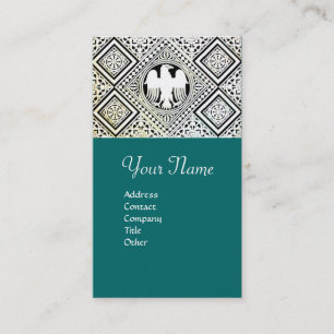 TARJETA DE VISITA ROMANO AZUL VERDE NEGRO Y BLANCO