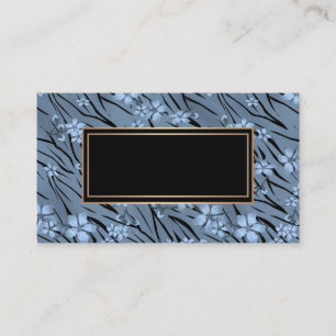 Tarjeta De Visita romano, floral, negro y azul, azul