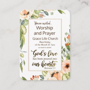 Tarjeta De Visita Romanos 5:5 Floral de volante de la Iglesia del Am