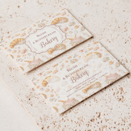 Tarjeta De Visita Romantic Blush Croissant Bakery Business