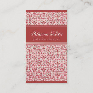 Tarjeta de visita Romantic Damask, rojo