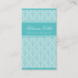 Tarjeta de visita Romantic Damask, Turquesa